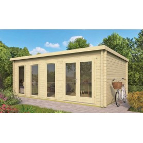 Chalet bois 22m2 GABRIELLE 400x595cm toit plat - 58mm