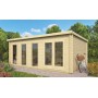 Chalet bois 22m2 GABRIELLE 400x595cm toit plat - 58mm