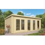 Chalet bois 22m2 GABRIELLE 400x595cm toit plat - 58mm