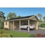 Carport garage bois 8+22m2 Eden 430x770cm - 44mm - avec abri