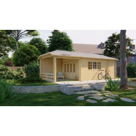 Chalet bois 15,3+5,7+10,8m2 420x850cm Sibella