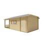Chalet bois 15,3+5,7+10,8m2 Sibylle 420x850cm - 44mm - annexe