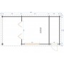 Chalet bois 15,3+5,7+10,8m2 420x850cm Sibella