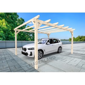 Carport voiture en bois toit plat