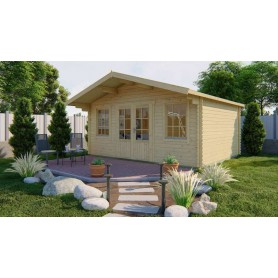 Chalet bois 20m2 Viggo 400x500cm porte double 2 grandes fenêtres
