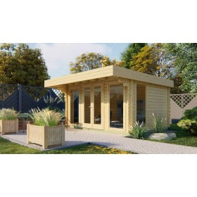 Chalet bois 14m2 350x435cm Lamai toit plat