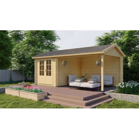 Chalet bois 6,4+9,2m2 300x590cm Ove