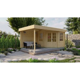 Chalet bois 6,4+6,4m2 300x500cm Stig