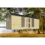 Roulotte en bois Babette 600x240cm - Porte latérale, double vitrage
