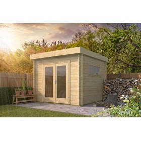 Abri de jardin 9m2 Jeane 300x300cm - 40mm - Toiture plate - Plancher