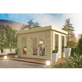 Abri de jardin 12m2 Jesson 300x400cm - 40mm - Toit plat - Plancher inclus