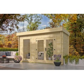 Cabane en bois 8m2 Harry 200x400cm - 40mm - Toit plat - Plancher inclus