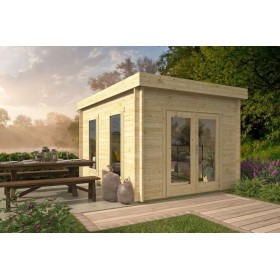 Abri de jardin 12m2 Shannon 300x400cm - 40mm - Toit plat - Plancher inclus