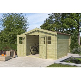 Photo Abri de jardin 9m2 Zuchette 295x295cm - 19mm - Imprégnation verte