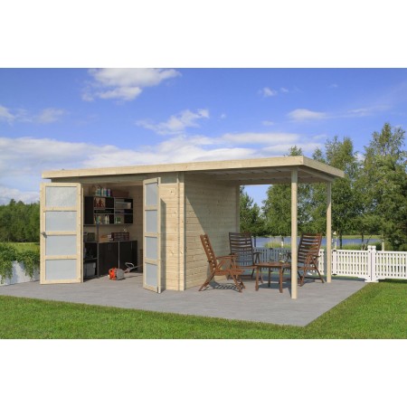 Photo Abri de jardin 12m2 Hubert 500x250 - 19mm - Toit bac acier + Feutre