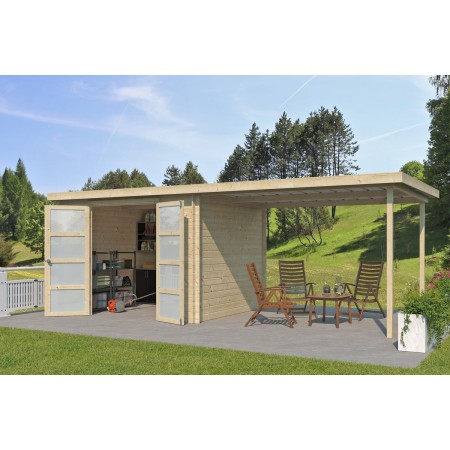 Photo Abri de jardin 15m2 Hubert 600x250 - 19mm - Toit bac acier + Feutre