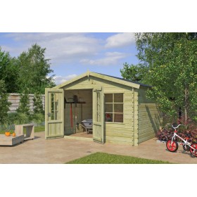 Abri de jardin 8m2 Basile 325x265 - 28mm - Imprégnation verte