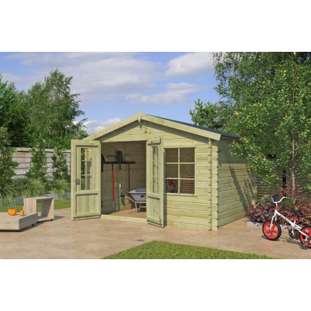 Abri de jardin 8m2 Basile 325x265 - 28mm - Imprégnation verte