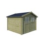 Vue de coté de l'abri de jardin 9m2 Salzland 295X295 - 28mm - Imprégnation verte