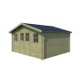 Vue de coté de l'abri de jardin 12m2 Quebec - 28mm - Imprégnation verte