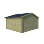 Vue de dos de l'abri de jardin 12m2 Quebec - 28mm - Imprégnation verte