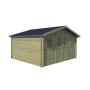 Vue de l'abri de jardin 12m2 Quebec - 28mm - Imprégnation verte
