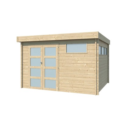 Vue de face de l'abri de jardin 10m2 - Bac acier laqué