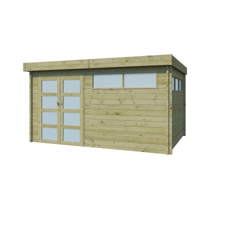 Vue de l'Abri de jardin 12m2 -Imprégnation verte - Toit plat