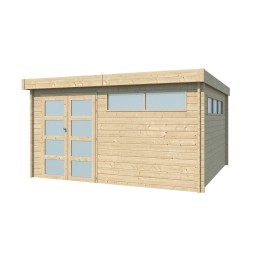 Vue de l'Abri de jardin 15m2 - Toit plat - Bac acier laqué