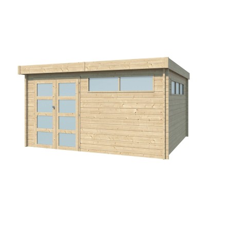 Vue de l'Abri de jardin 15m2 - Toit plat - Bac acier laqué