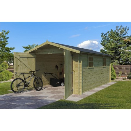 Photo du Garage bois 16m2 Classic - Imprégnation verte - 1 voiture