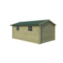 Vue de coté du Garage bois 16m2 Classic - Imprégnation verte - 1 voiture