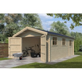 Photo du Garage bois 20m2 Classic - Toit bac acier laqué - 1 voiture