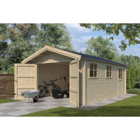 Photo du Garage bois 20m2 Classic - Toit bac acier laqué - 1 voiture