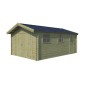 Vue de face du Garage bois 20m2 Classic toit bac acier - imprégnation verte