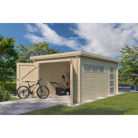 Photo du Garage bois 16m2 Orge - Toit bac acier laqué - 1 voiture