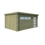 Vue latérale du Garage bois 16m2 Orge 505x325 - Imprégnation verte