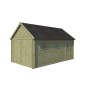 Vue de coté du Garage bois 17m2 Glouton - Imprégnation verte - 1 voiture