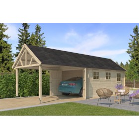 Photo du Garage bois 17m2 Glouton - Toit en bardeaux - 1 voiture