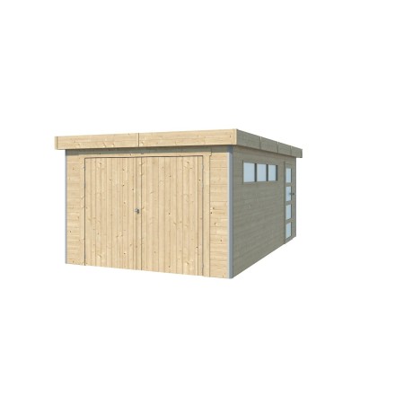 Photo du Garage bois 17m2 Kesako Toit plat bac acier laqué - 1 voiture