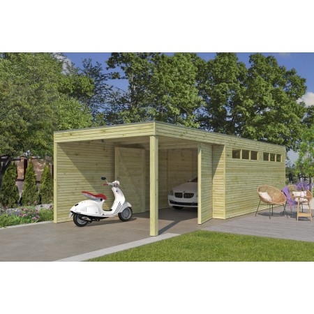 Photo du Garage bois 24m2 Cube - EPDM - Imprégnation verte