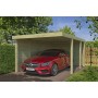 Carport voiture 15m2 Combi 2 300x500cm - Imprégné Vert - panneaux ondulés en fibre de verre