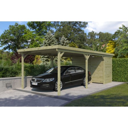 Photo du Carport voiture 20m2 XL 300x670cm - panneaux ondulés en fibre de verre