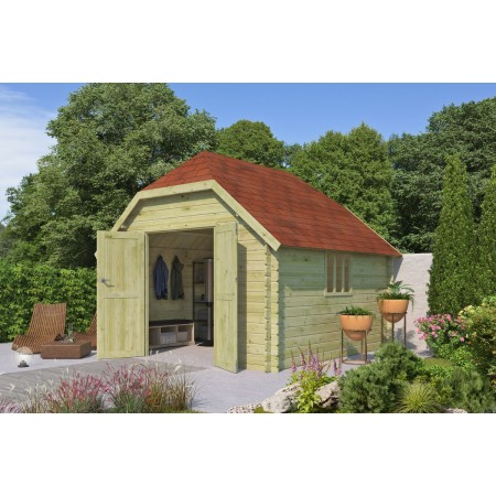 Photo de l'Abri de jardin 12m2 Oxon 355x355 - 28mm - Imprégnation verte