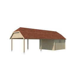 Vue de l'Abri de jardin 33m2 Oxon XXL 940x355 - 28mm - Bardeaux inclus