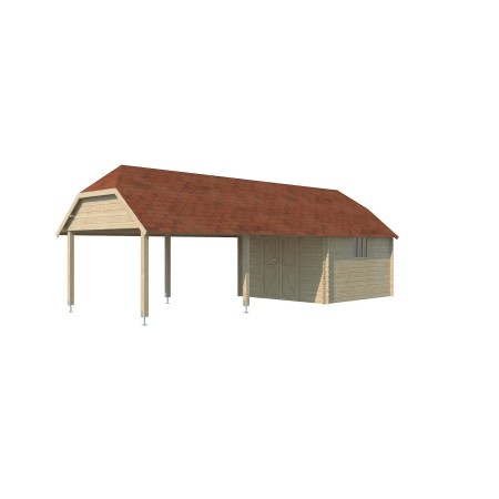 Vue de l'Abri de jardin 33m2 Oxon XXL 940x355 - 28mm - Bardeaux inclus