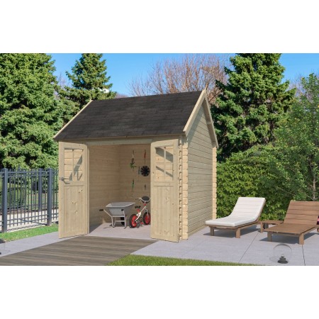 Photo de l'Abri de jardin 9m2 Vienne S 295x295 - 28mm - Bardeaux inclus