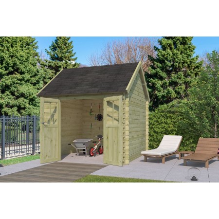 Photo de l'Abri de jardin 9m2 Vienne S 295x295 - 28mm - Imprégnation + Bardeaux inclus