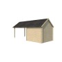 Vue arrière de l'Abri de jardin 19m2 670x295cm - 28mm - Bardeaux inclus