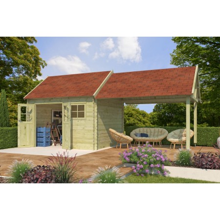 Photo du pool house de 22m2 - 28mm - Imprégné en vert - Bardeaux